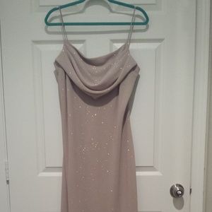 Tan & Glitter Full-Length Evening Gown Size 16